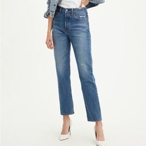 Levi’s 501 High Rise Mom Jeans Tapered Leg Button Fly Rigid Denim Size 26